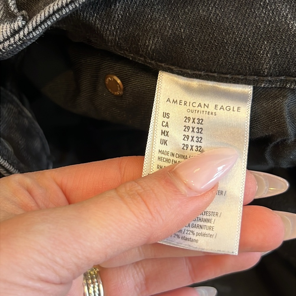 American Eagle Slim Straight Jeans Ne(x)t Level Flex Black Distressed 29x32 - Picture 8 of 11